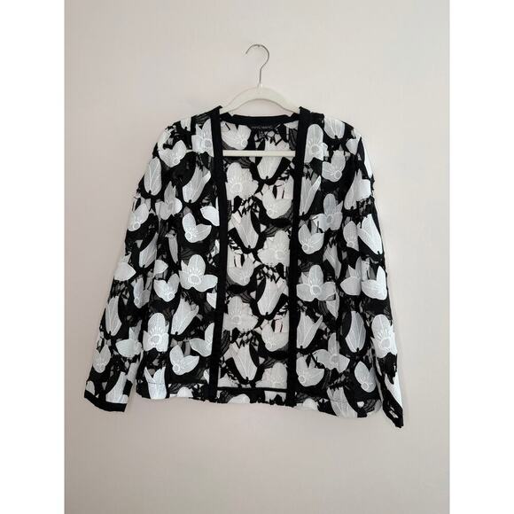 Ming Wang Openwork Floral Lace Monochrome Skirt Set Elegant Old Money S/M - Picture 3 of 12